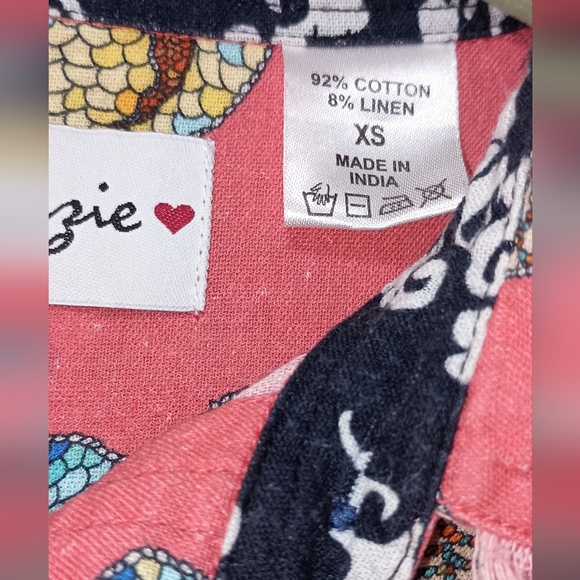 Dizzy Lizzy Chatham Drazon Print Linen pink Dress XSmall - Picture 6 of 11